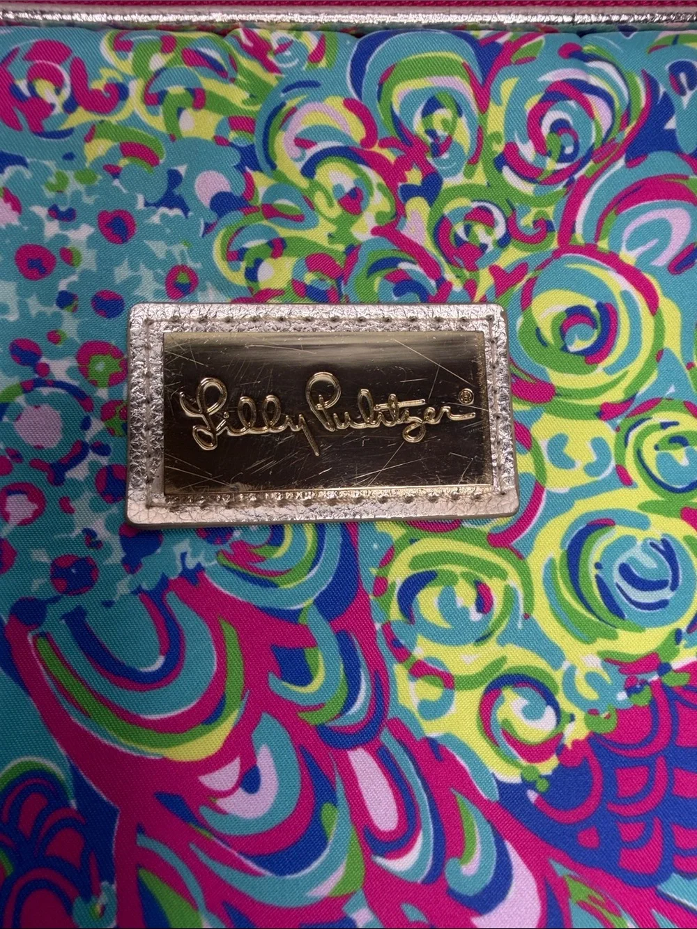 LILLY PULLITZER “Peacock” Print Laptop iPad Case Cover Sleeve Gold Teal Pink